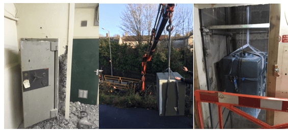 Vault being removed from old building society