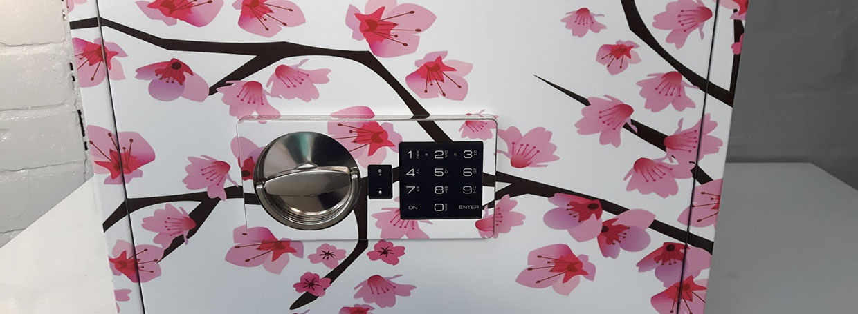 Reconditioned Safe wrapped in blossom print