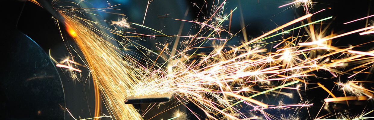 Sparks off metal
